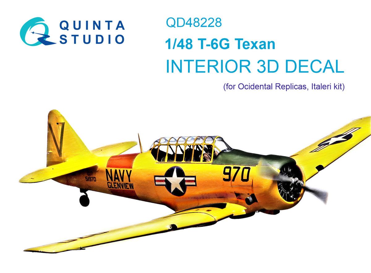 North-American T-6G Texan 3D-Printed coloured Interior on decal paper (designed to be used with Italeri kits)