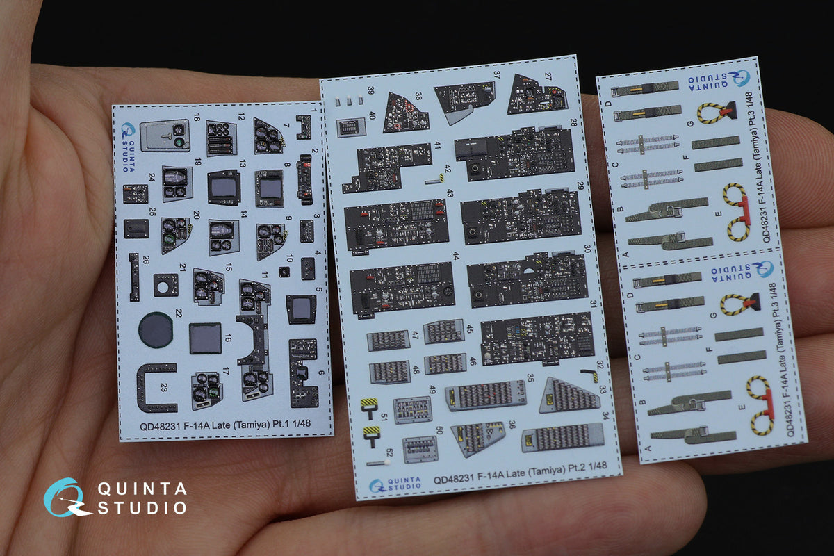 Grumman F-14A Tomcat Late version 3D-Printed coloured Interior on decal paper (designed to be used with Tamiya kits)(Code number was changed from QD48222)