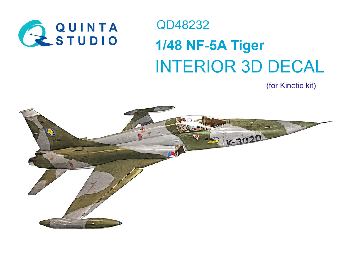 Northrop NF-5A 3D-Printed coloured Interior on decal paper (designed to be used with Kinetic Models kits)