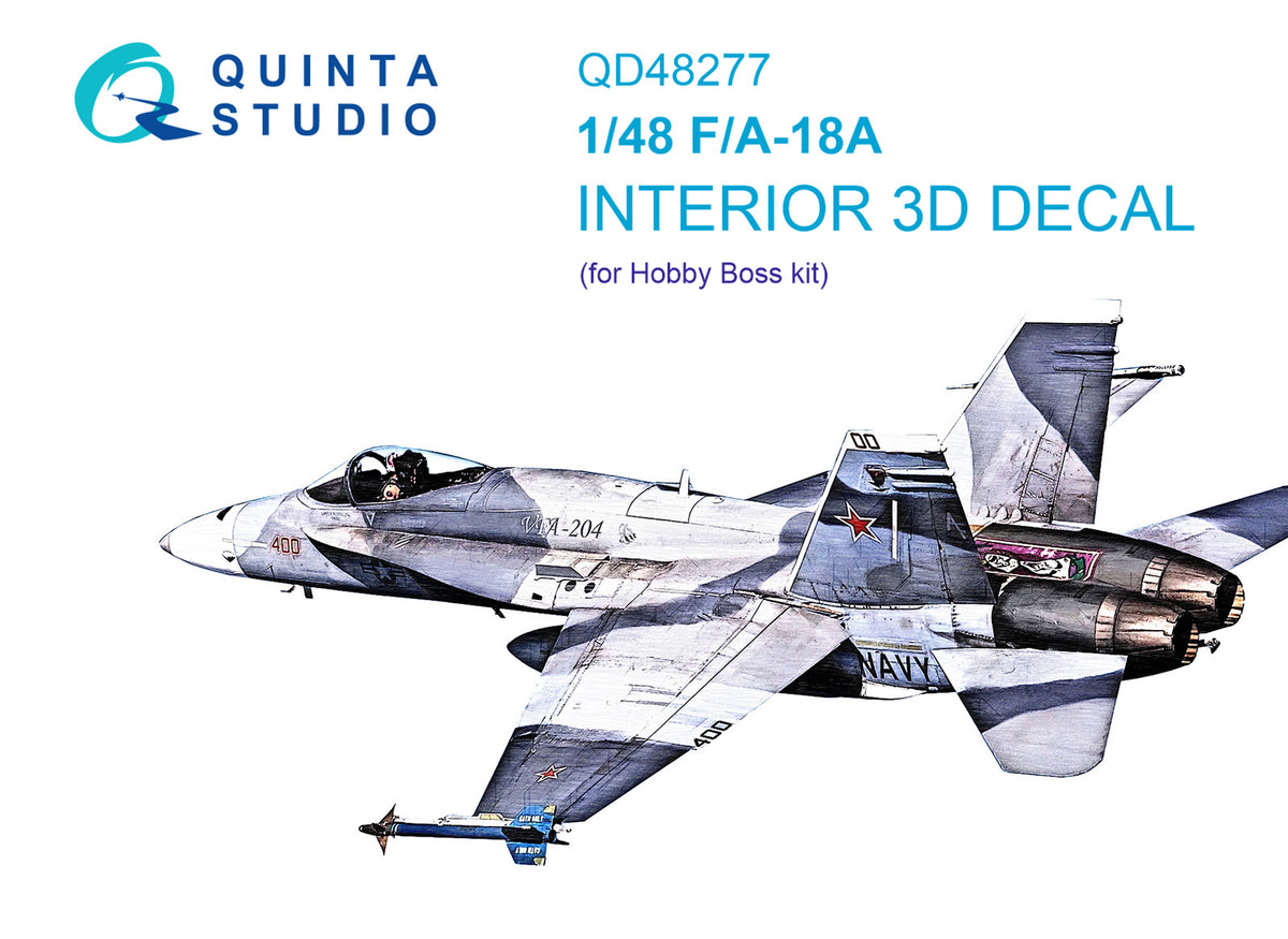 McDonnell-Douglas F/A-18A 3D-Printed coloured Interior on decal paper (designed to be used with Hobby Boss kits)