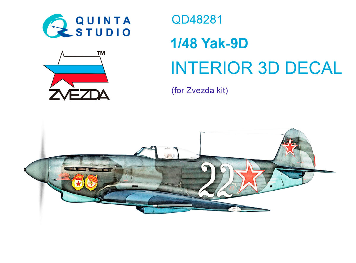 Yakovlev Yak-9D 3D-Printed coloured Interior on decal paper (designed to be used with Zvezda kits)