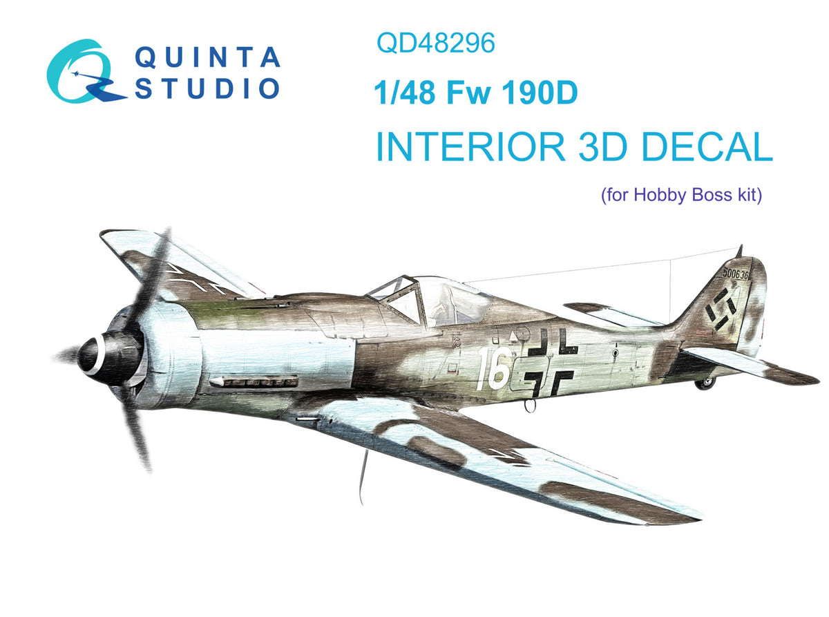 Focke-Wulf Fw-190D-9 3D-Printed coloured Interior on decal paper (designed to be used with Hobby Boss kits)
