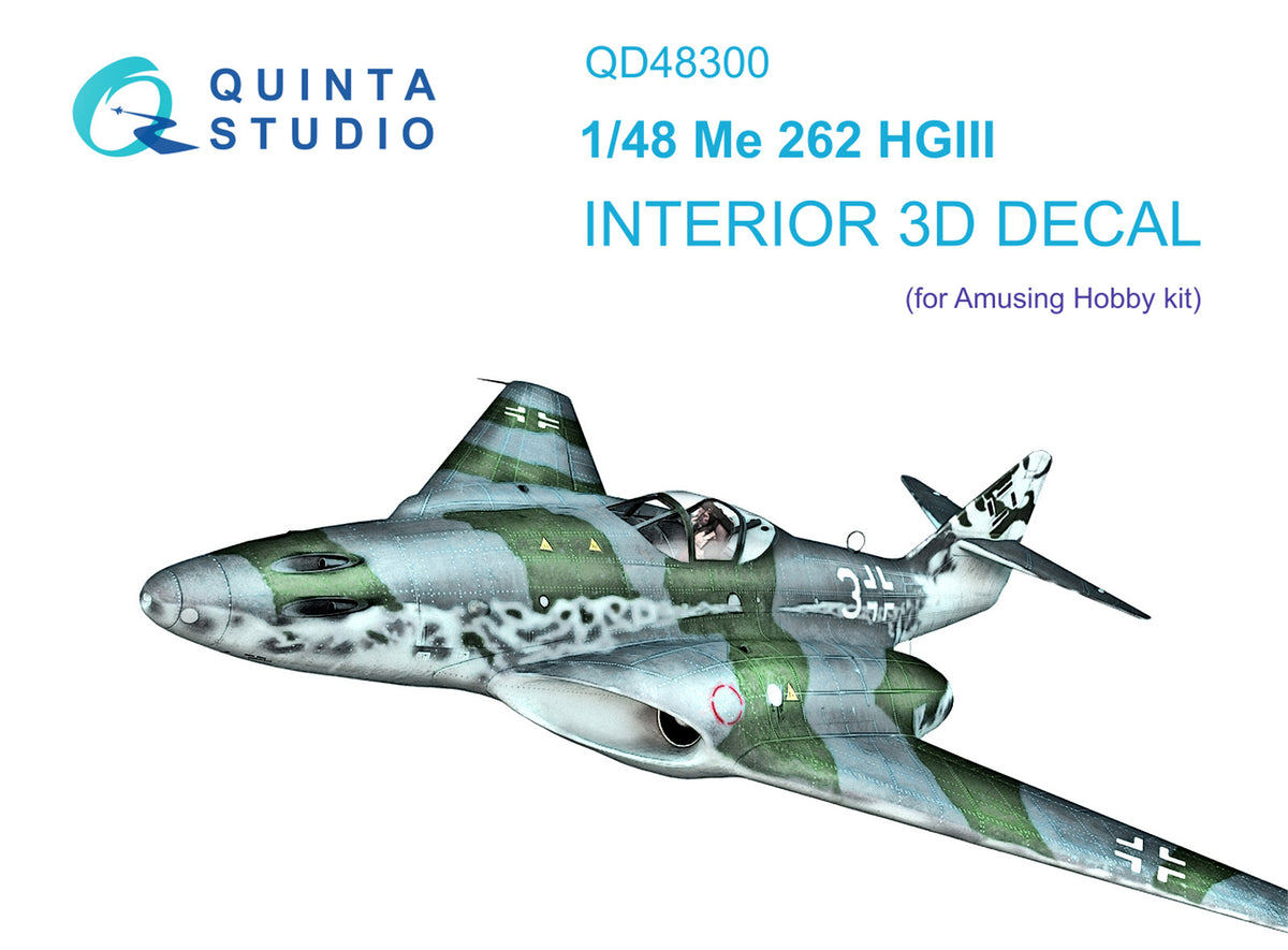 Messerschmitt Me-262HG.III 3D-Printed coloured Interior on decal paper (designed to be used with Amusing Hobby kits)