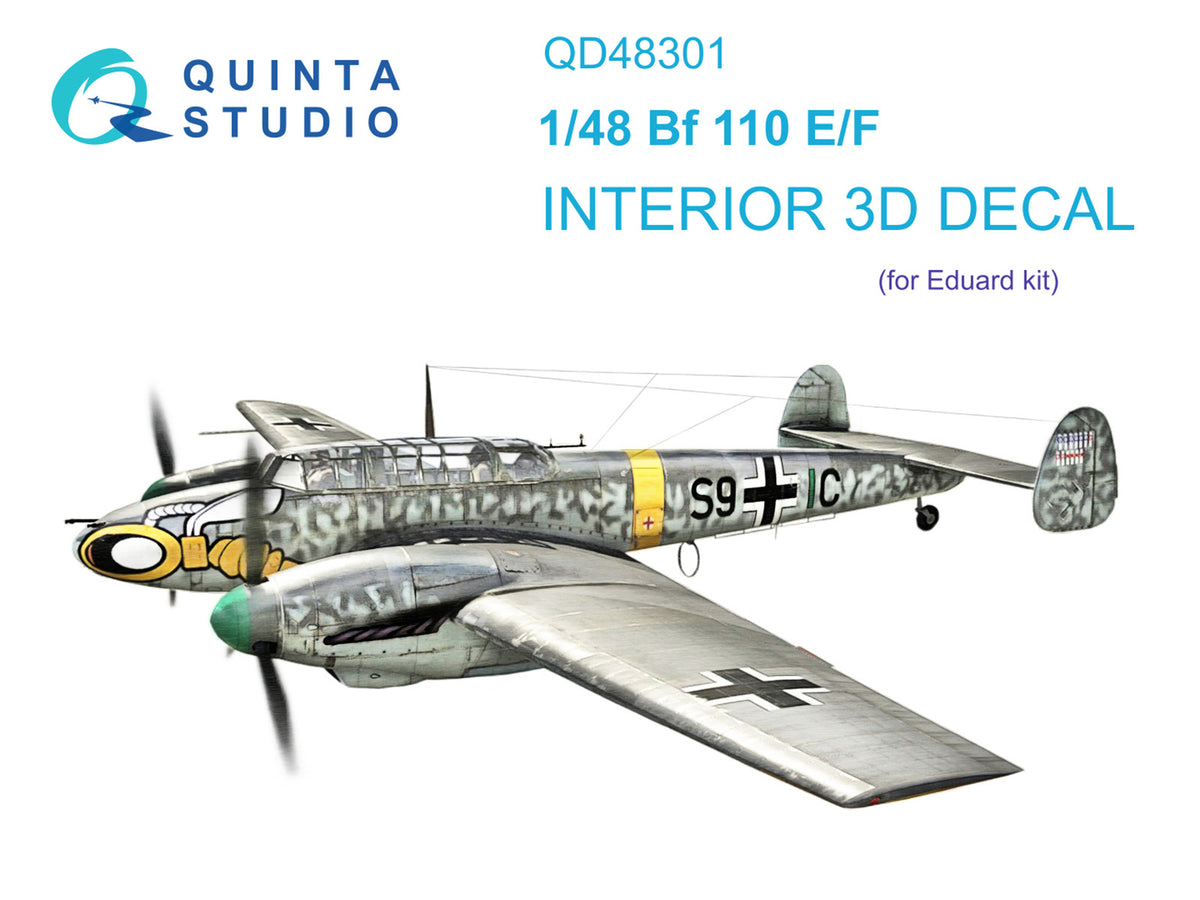 Messerschmitt Bf-110E/Bf-110F 3D-Printed coloured Interior on decal paper (designed to be used with Eduard kits)