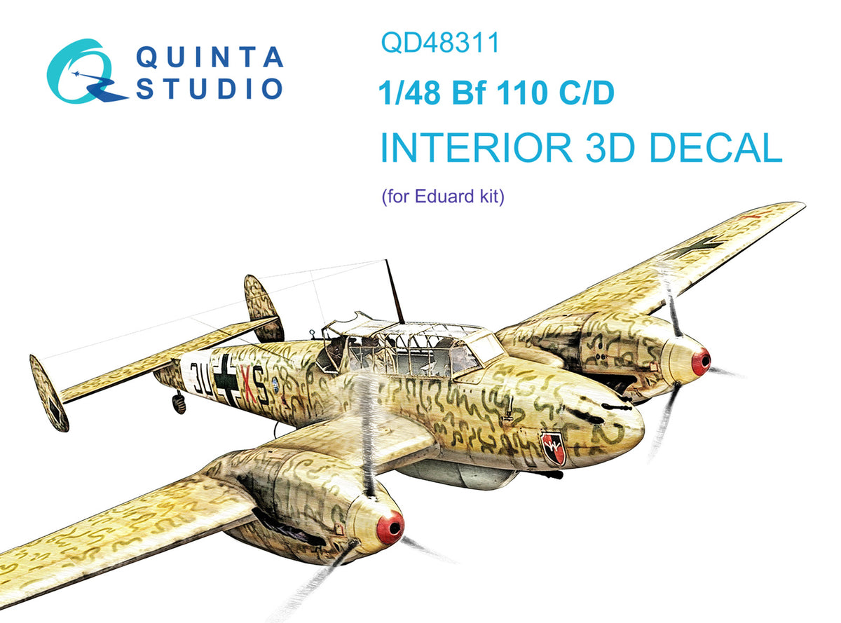 Messerschmitt Bf-110C/D 3D-Printed coloured Interior on decal paper (designed to be used with Eduard kits)