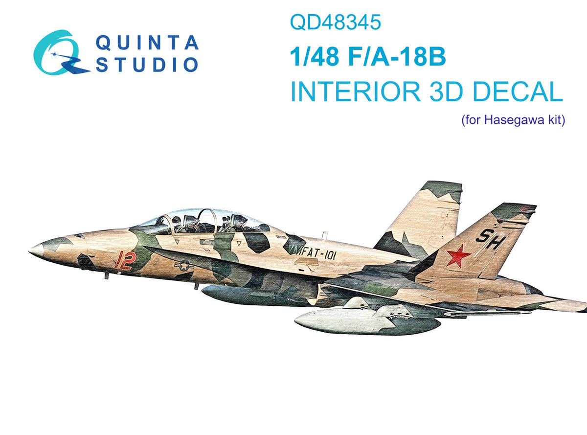 Boeing F/A-18B 3D-Printed coloured Interior on decal paper (designed to be used with Hasegawa kits)