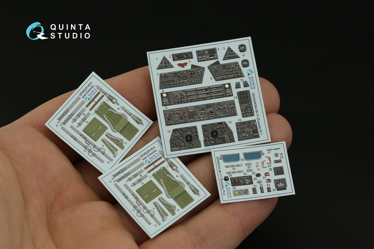 Mil Mi-17 (Mi-8MT Export version) 3D-Printed coloured Interior on decal paper (designed to be used with Zvezda kits)