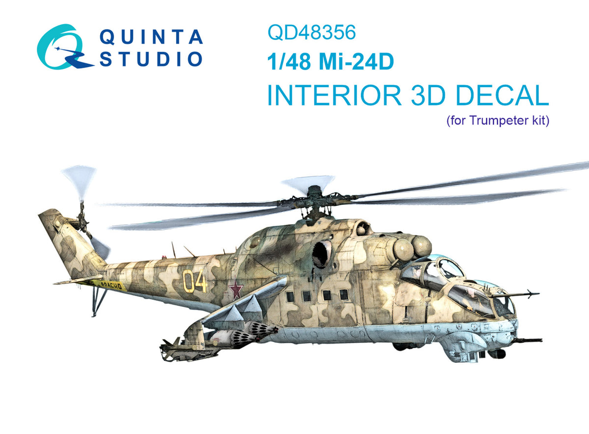 Mil Mi-24D 3D-Printed coloured Interior on decal paper (designed to be used with Trumpeter kits)