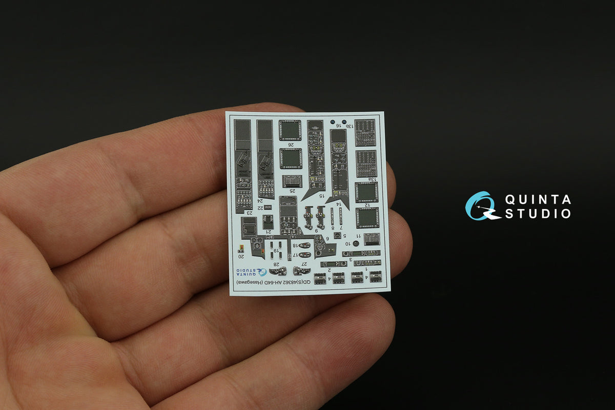 Bell/Boeing AH-64D 3D-Printed coloured Interior on decal paper (designed to be used with Hasegawa kits)