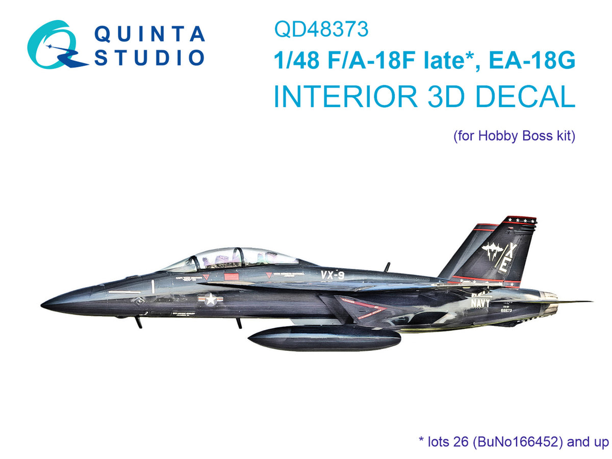 Boeing F/A-18F late / EA-18G 3D-Printed coloured Interior on decal paper (designed to be used with Hobby Boss kits)