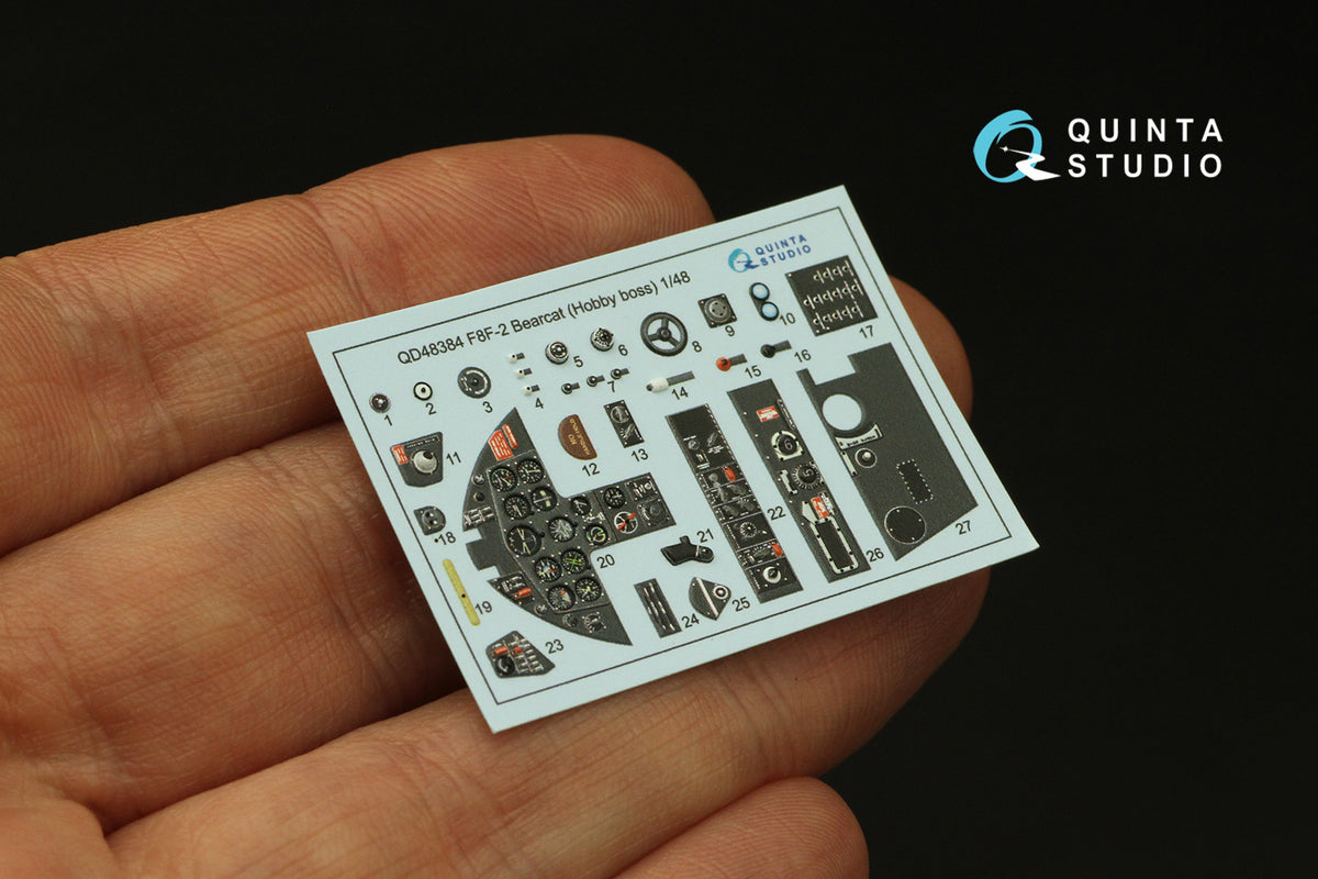 Grumman F8F-2 Bearcat 3D-Printed coloured Interior on decal paper (designed to be used with Hobby Boss kits)