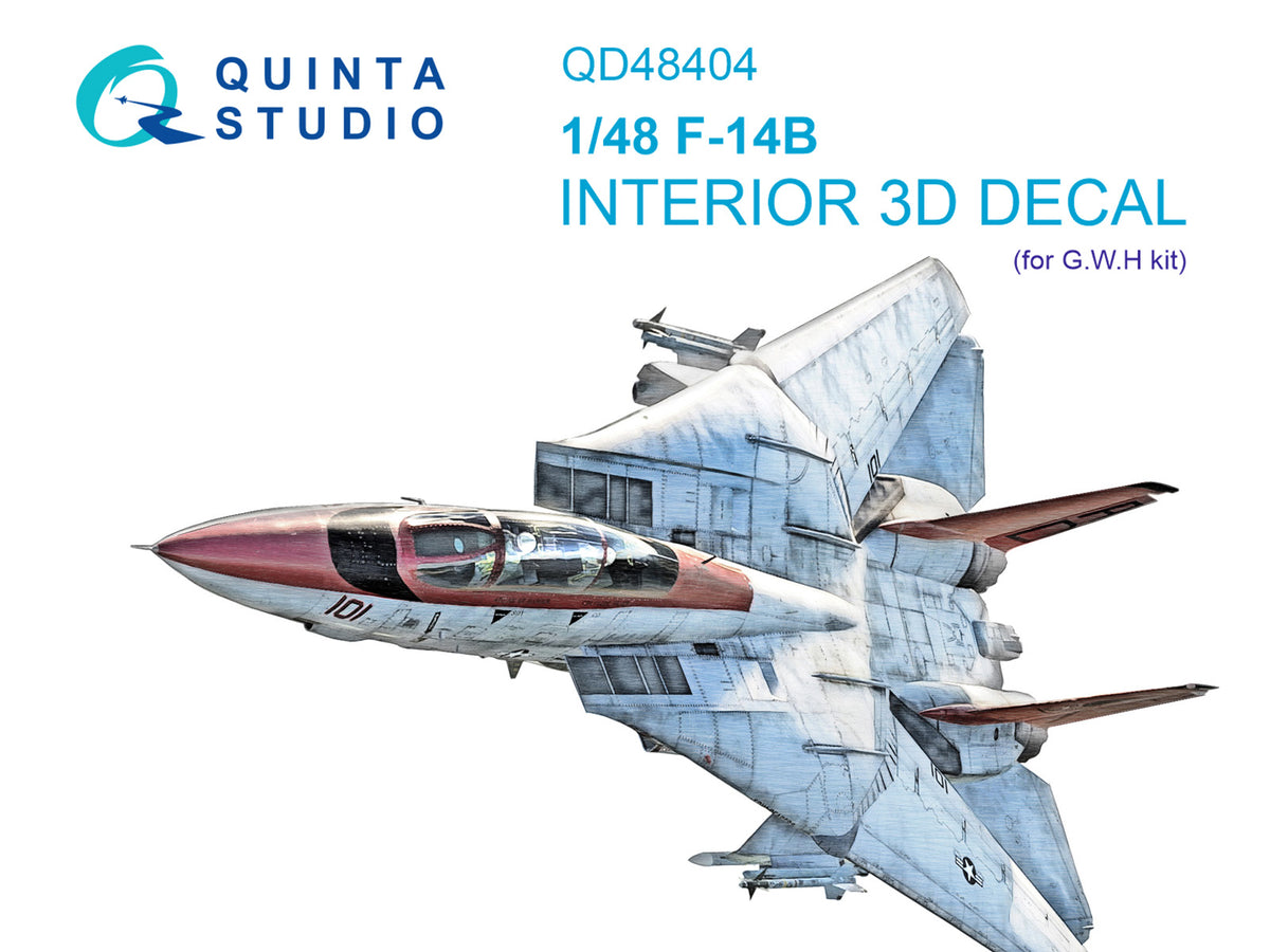 Grumman F-14B Tomcat 3D-Printed coloured Interior on decal paper (designed to be used with Great Wall Hobby kits)