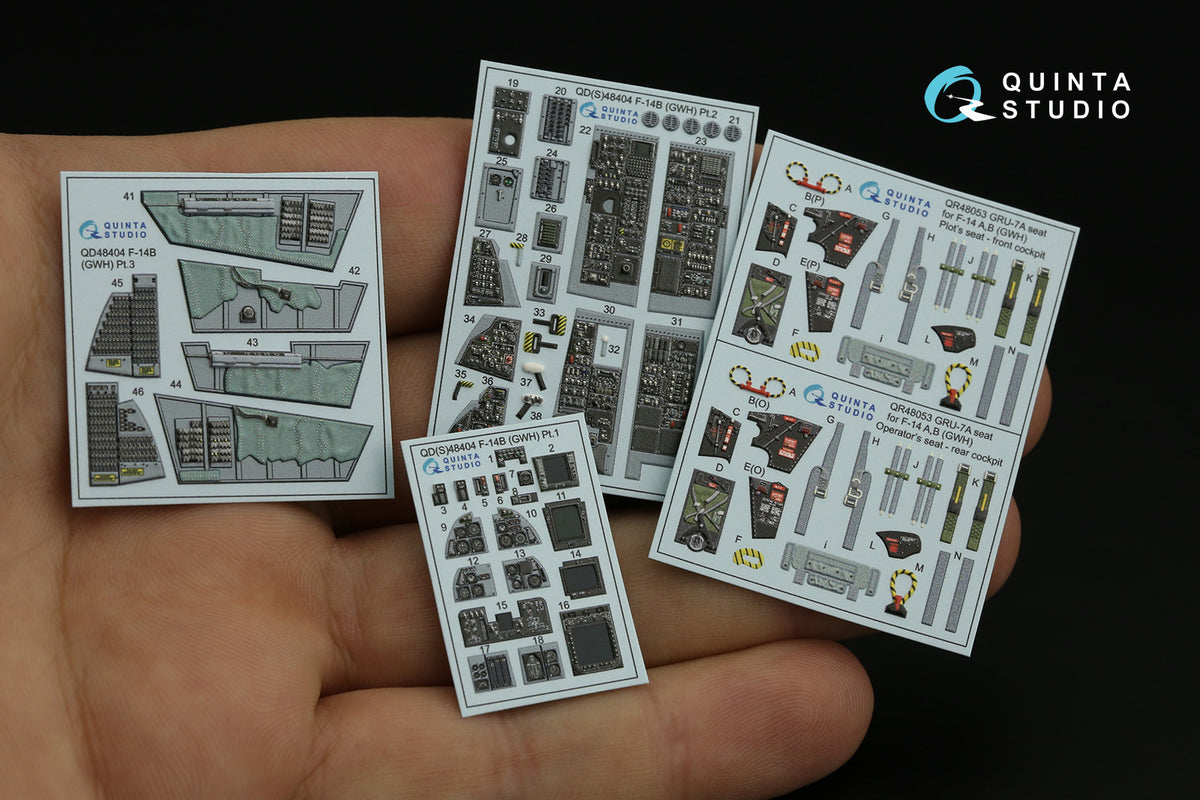 Grumman F-14B Tomcat 3D-Printed coloured Interior on decal paper (designed to be used with Great Wall Hobby kits)