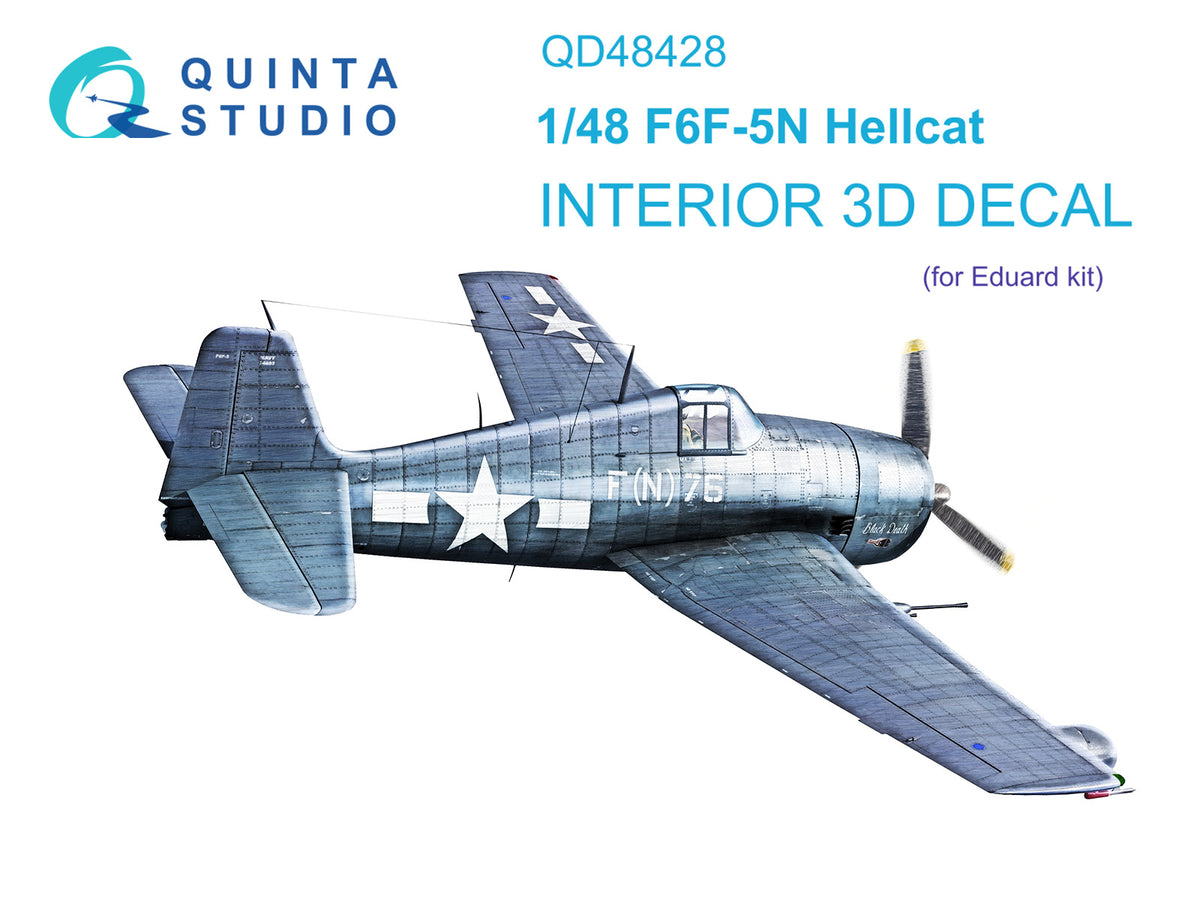 Grumman F6F-5N Hellcat 3D-Printed coloured Interior on decal paper (designed to be used with Eduard kits)