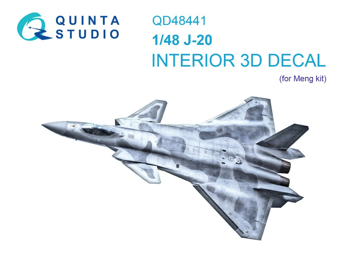 Chengdu J-20 Stealth Fighter 3D-Printed coloured Interior on decal paper (designed to be used with (designed to be used with Meng Model kits)