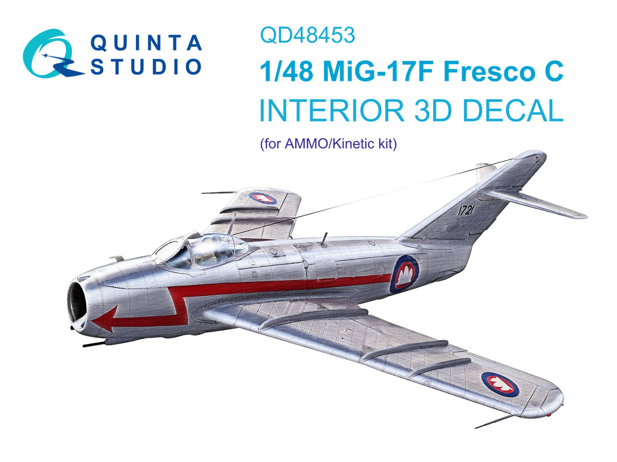 Mikoyan MiG-17F 3D-Printed coloured Interior on decal paper ((designed to be used with Ammo and Kinetic Model kits)