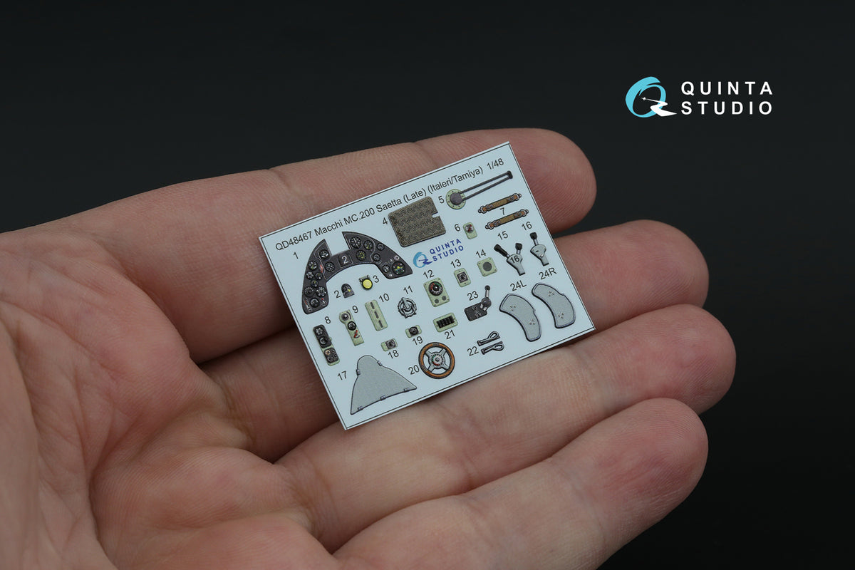 Macchi C.200 Saetta (Late) 3D-Printed coloured Interior on decal paper (designed to be used with Italeri and Tamiya kits)