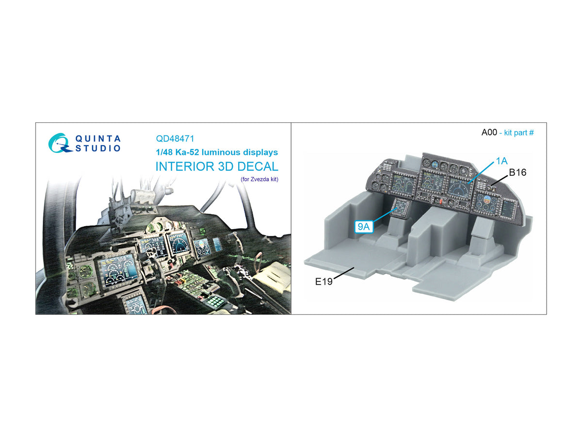 Kamov Ka-52 luminous displays for QD48470/QDS-48470 sets (3D-Printed)(designed to be used with Zvezda kits)