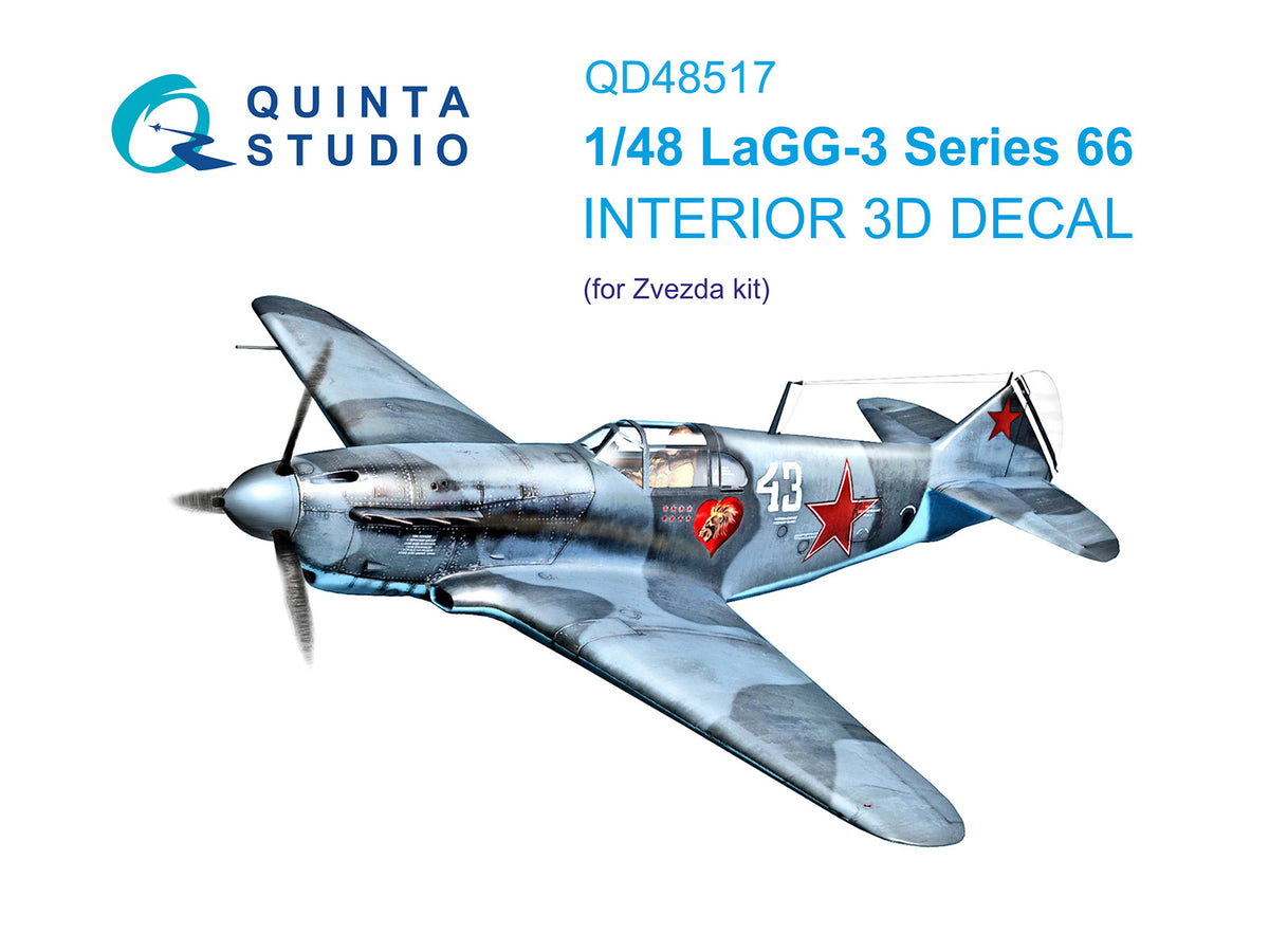 Lavochkin LaGG-3 Series 66 3D-Printed coloured Interior on decal paper (designed to be used with Zvezda kits)