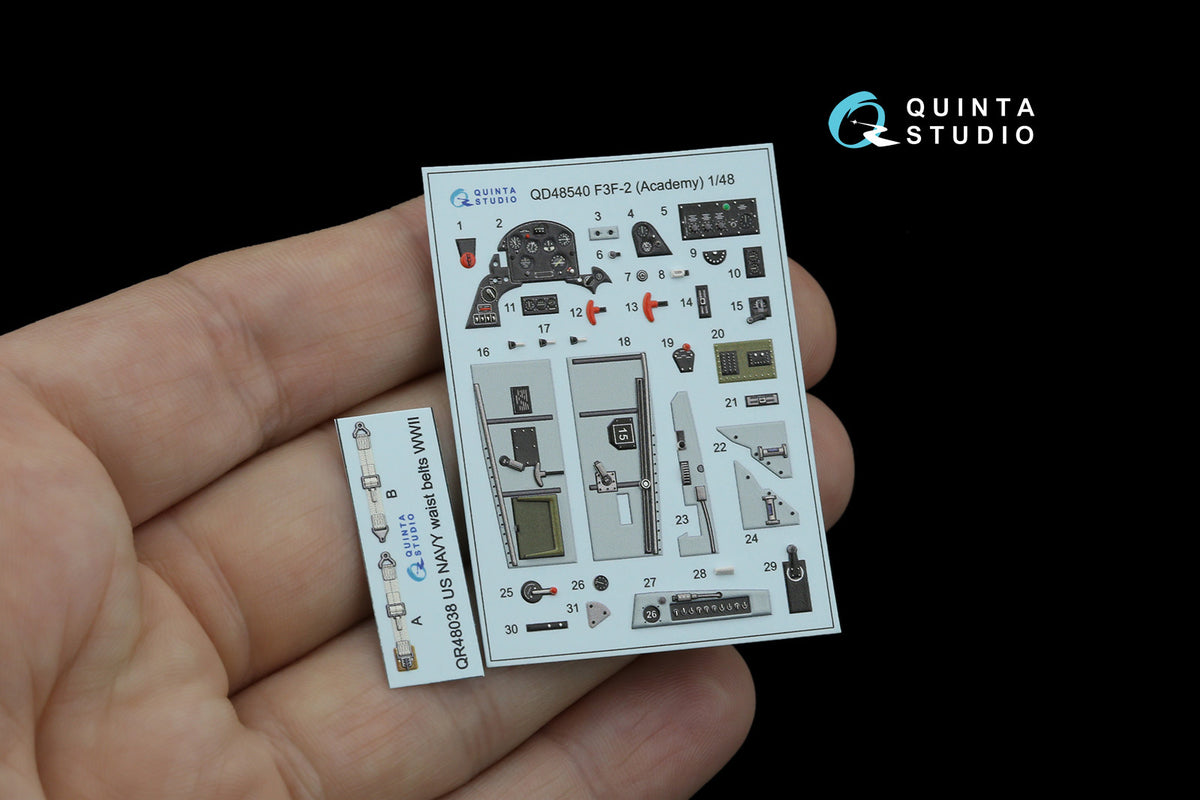 Grumman F3F-2 3D-Printed & coloured Interior on decal paper (designed to be used with Academy and Accurate Miniatures kits)