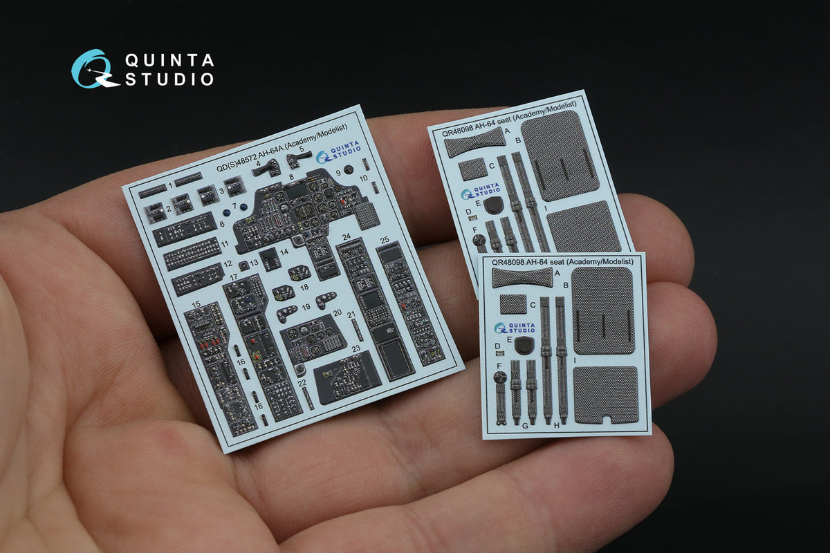 Bell/Boeing AH-64A 3D-Printed & coloured Interior on decal paper (designed to be used with Academy and Modelist kits)