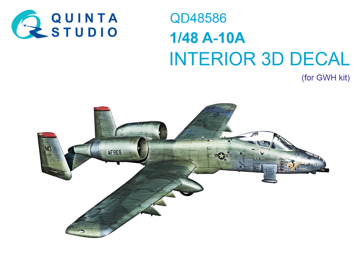 Fairchild A-10A Warthog 3D-Printed & coloured Interior on decal paper (designed to be used with Great Wall Hobby kits)