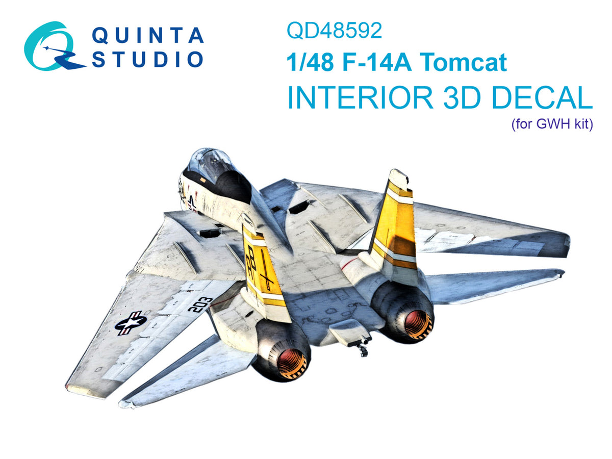 Grumman F-14A Tomcat 3D-Printed & coloured Interior on decal paper (designed to be used with Great Wall Hobby kits)