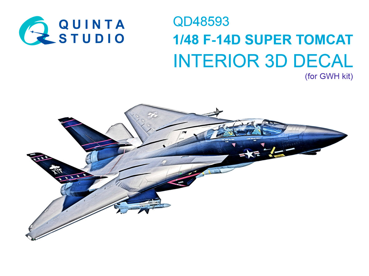 Grumman F-14D Super Tomcat 3D-Printed & coloured Interior on decal paper (designed to be used with Great Wall Hobby kits)