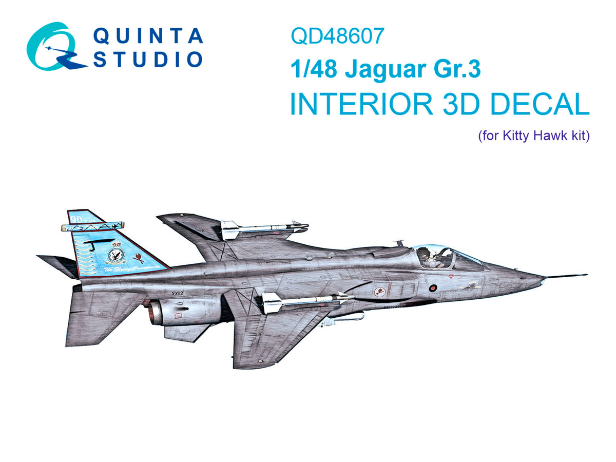 Sepecat Jaguar Gr.3 3D-Printed & coloured Interior on decal paper (designed to be used with Kitty Hawk Models Models and Zimi Model kits)