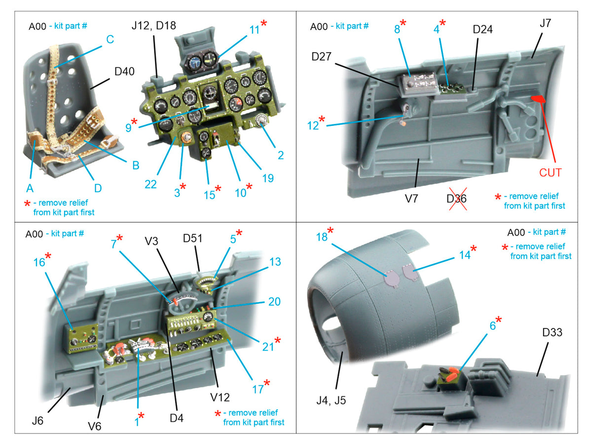 Mitsubishi A6M5 Zero (Mitsubishi Production) 3D-Printed & coloured Interior on decal paper(designed to be used with Eduard kits)