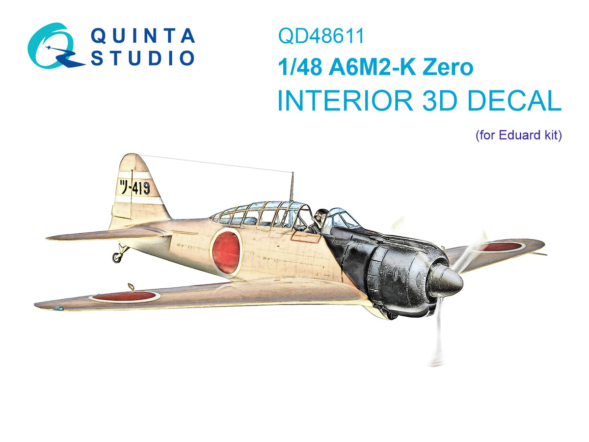 Mitsubishi A6M2-K Zero 3D-Printed & coloured Interior on decal paper(designed to be used with Eduard kits)