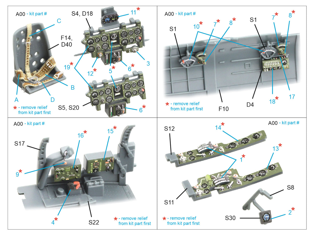 Mitsubishi A6M2-K Zero 3D-Printed & coloured Interior on decal paper(designed to be used with Eduard kits)