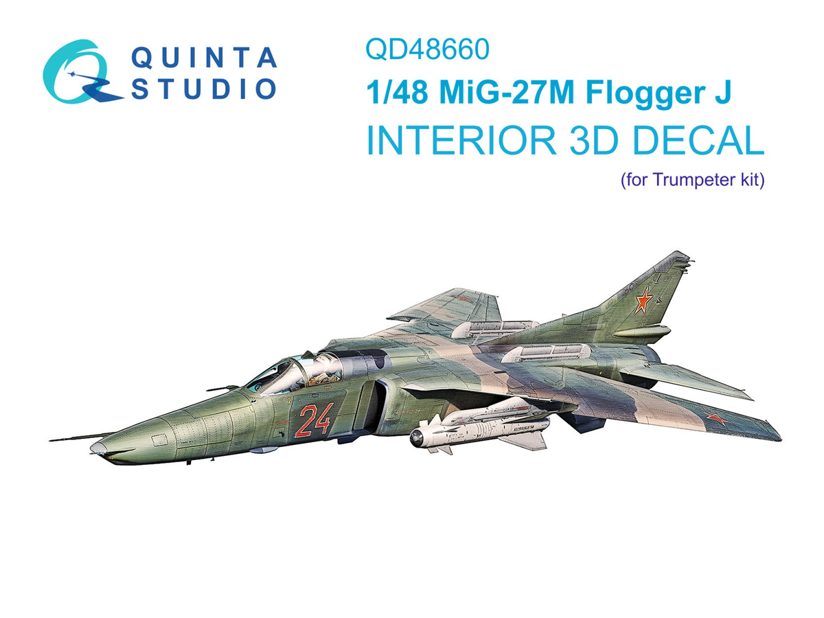 Mikoyan MiG-27M Flogger-J 3D-Printed & coloured Interior on decal paper (designed to be used with Trumpeter kits)