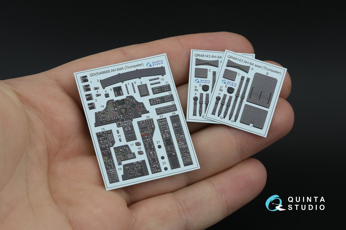 BACK IN STOCK!!! Bell/Boeing AH-64A Apache 3D-Printed & coloured Interior on decal paper (designed to be used with Trumpeter kits)