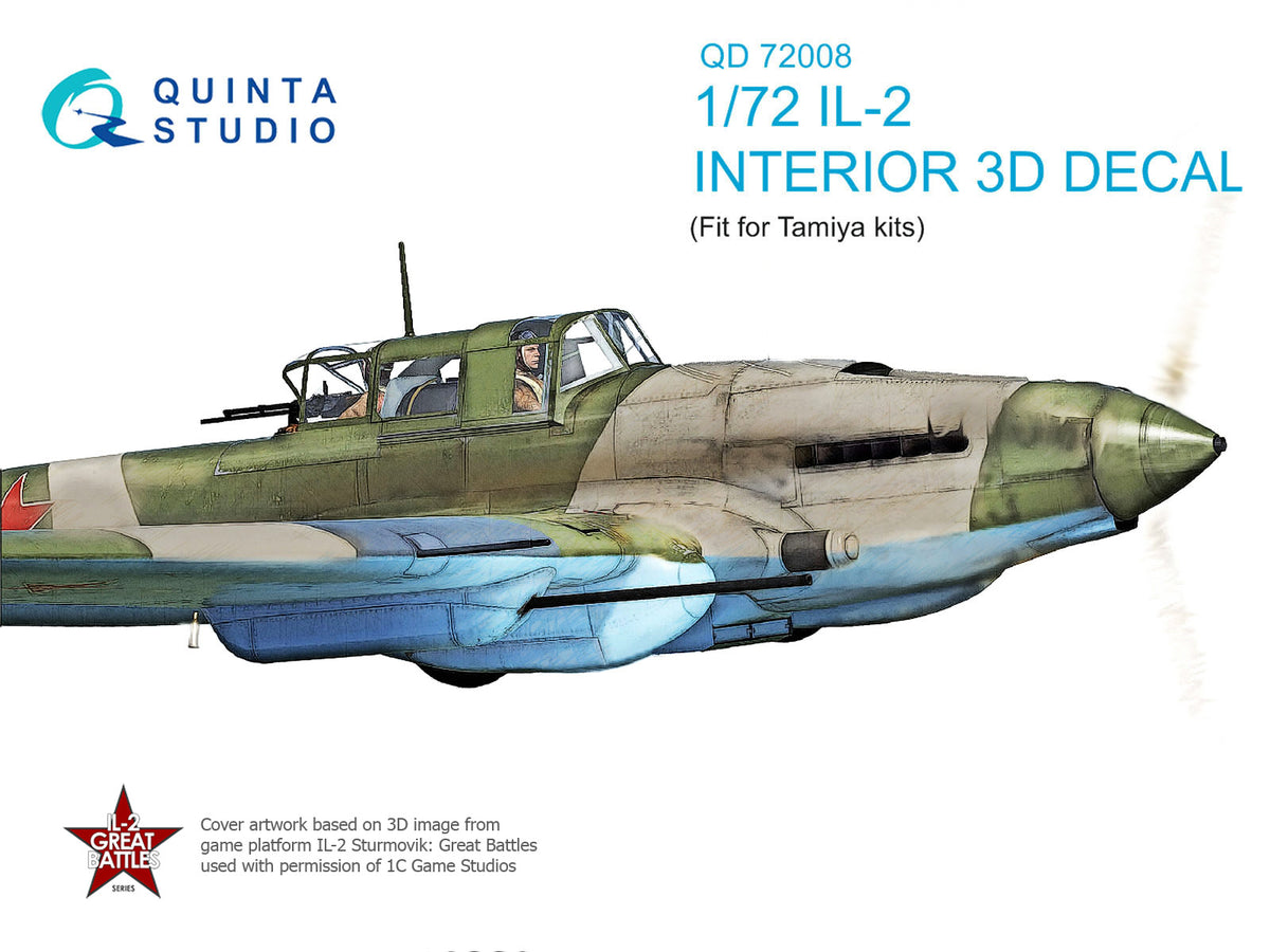 Ilyushin IL-2 Sturmovik 3D-Printed coloured Interior on decal paper (designed to be used with Tamiya kits)