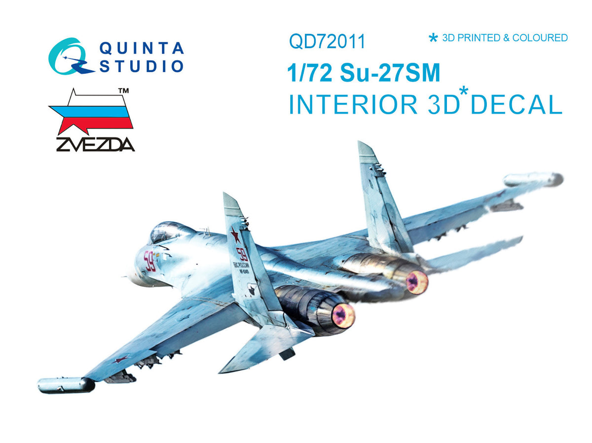 Sukhoi Su-27SM 3D-Printed coloured Interior on decal paper (designed to be used with Zvezda kits)