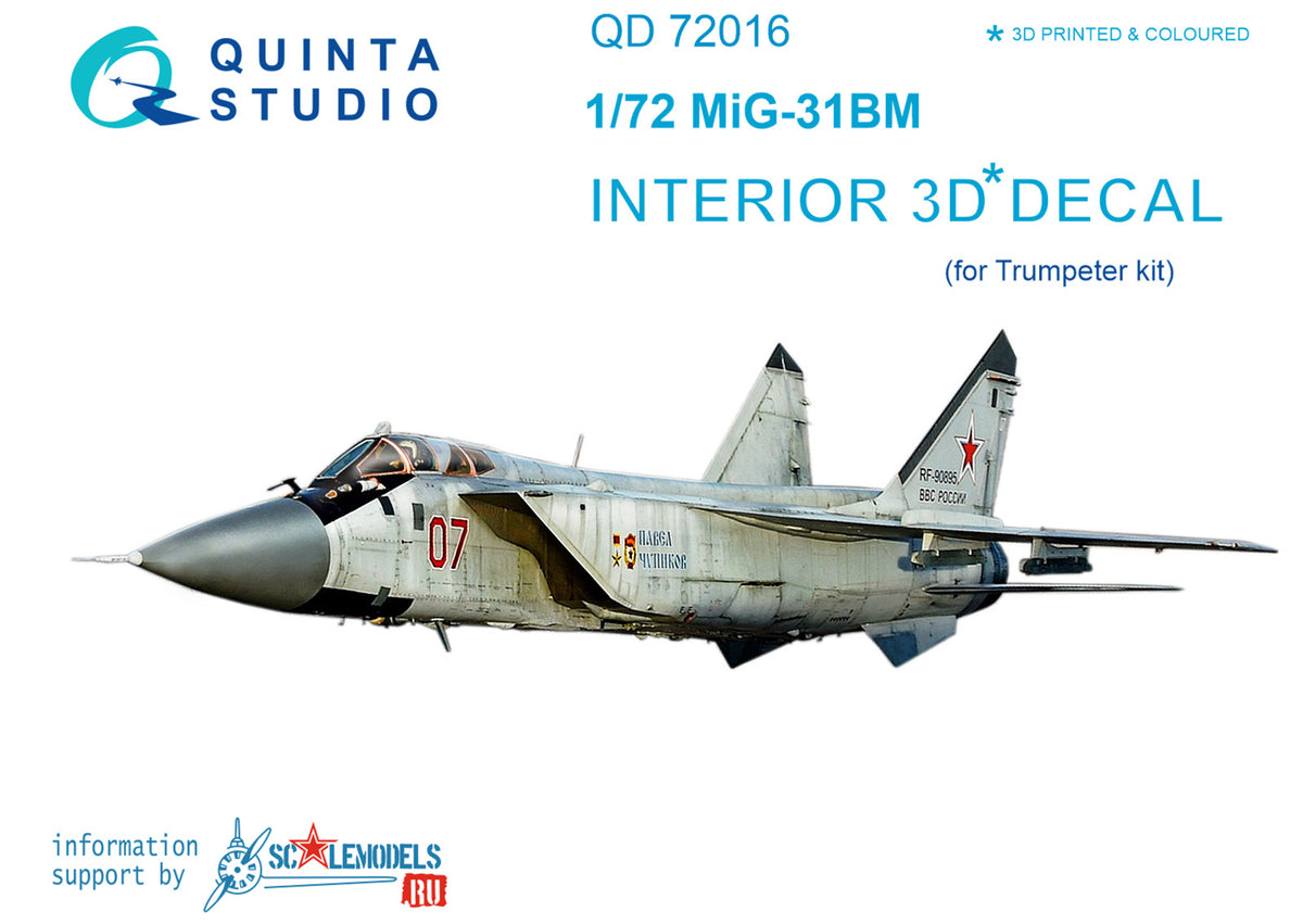 Mikoyan MiG-31BM 3D-Printed coloured Interior on decal paper (designed to be used with Trumpeter kits)