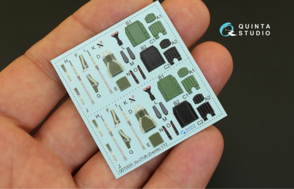 Sukhoi Su-27UB 3D-Printed coloured Interior on decal paper (designed to be used with Zvezda kits)