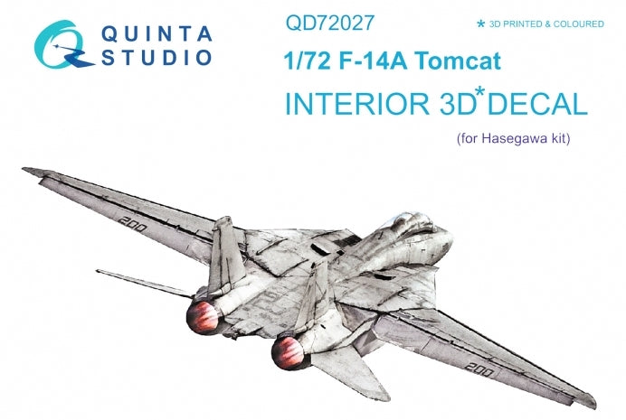 Grumman F-14A Tomcat 3D-Printed coloured Interior on decal paper (designed to be used with Hasegawa kits)