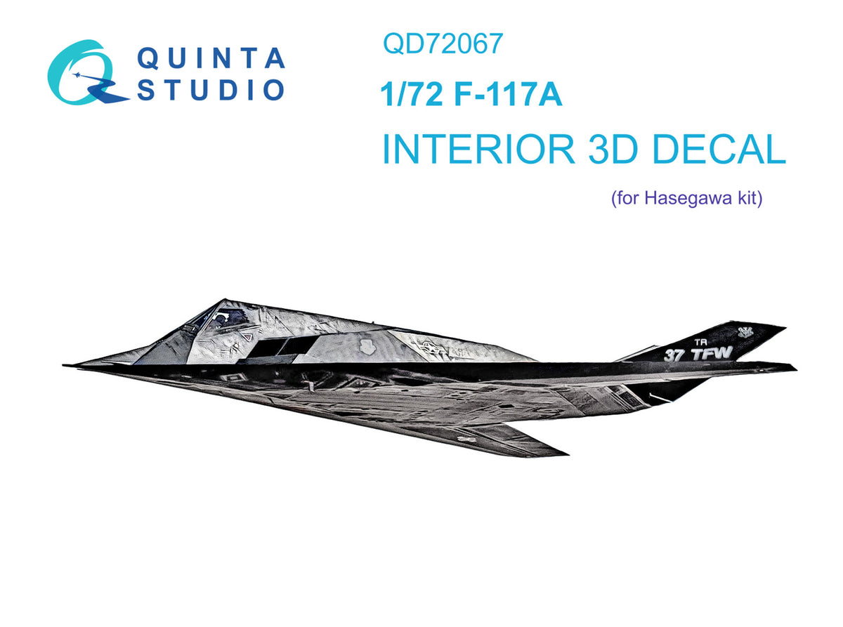 Lockheed F-117A Nighthawk 3D-Printed coloured Interior on decal paper (designed be used with Hasegawa kits)