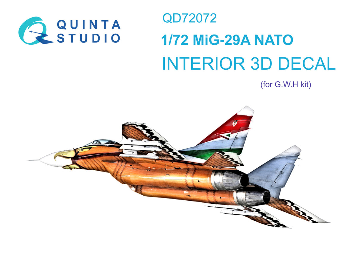 Mikoyan MiG-29A NATO 3D-Printed coloured Interior on decal paper (designed to be used with Great Wall Models kits)
