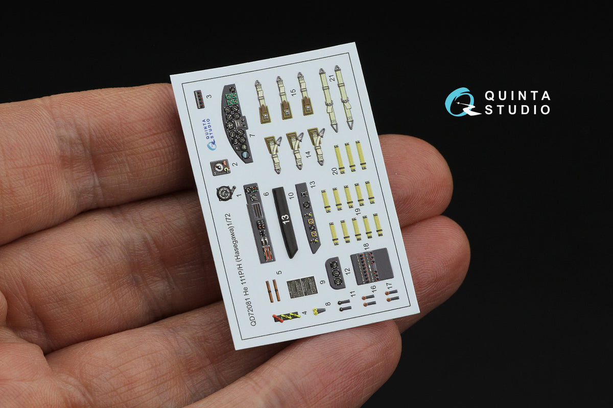 Heinkel He-111P/H 3D-Printed & coloured Interior on decal paper (designed to be used with Hasegawa kits)