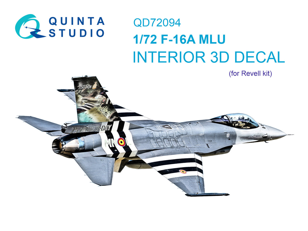 General-Dynamics F-16A MLU 3D-Printed coloured Interior on decal paper (designed to be used with Revell kits)