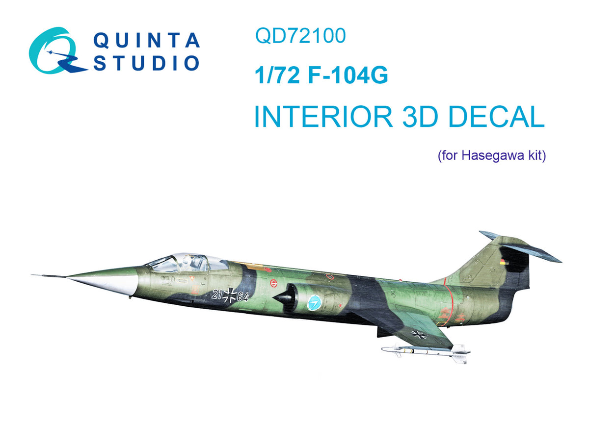 Lockheed F-104G Starfighter 3D-Printed coloured Interior on decal paper (designed to be used with Hasegawa kits)