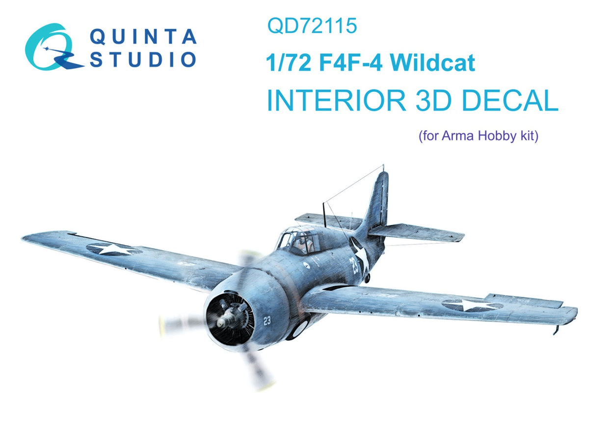 Grumman F4F-4 Wildcat 3D-Printed coloured Interior on decal paper (designed to be used with Arma Hobby kits)