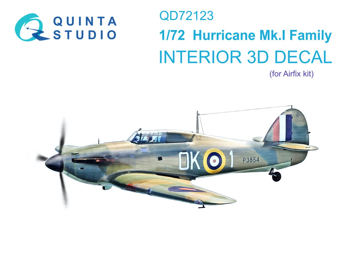 Hawker Hurricane Mk.I family 3D-Printed coloured Interior on decal paper (designed to be used with Airfix kits)