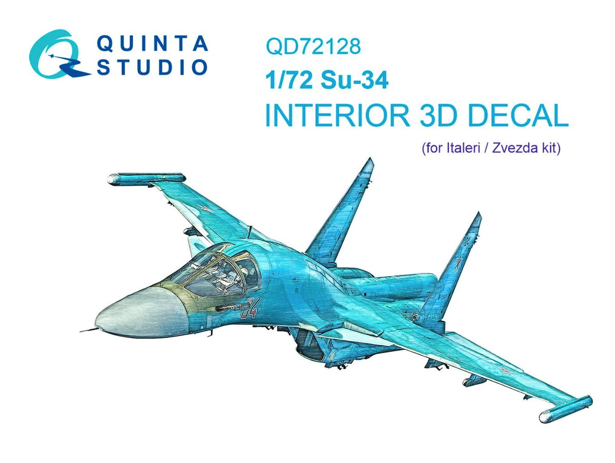 Sukhoi Su-34 3D-Printed coloured Interior on decal paper (designed to be used with Italeri and Zvezda kits)