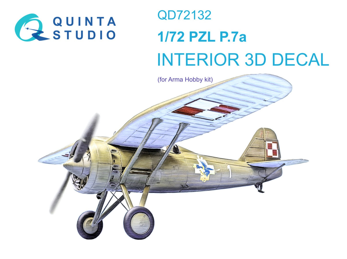 PZL P.7a 3D-Printed coloured Interior on decal paper (designed to be used with Arma Hobby kits)