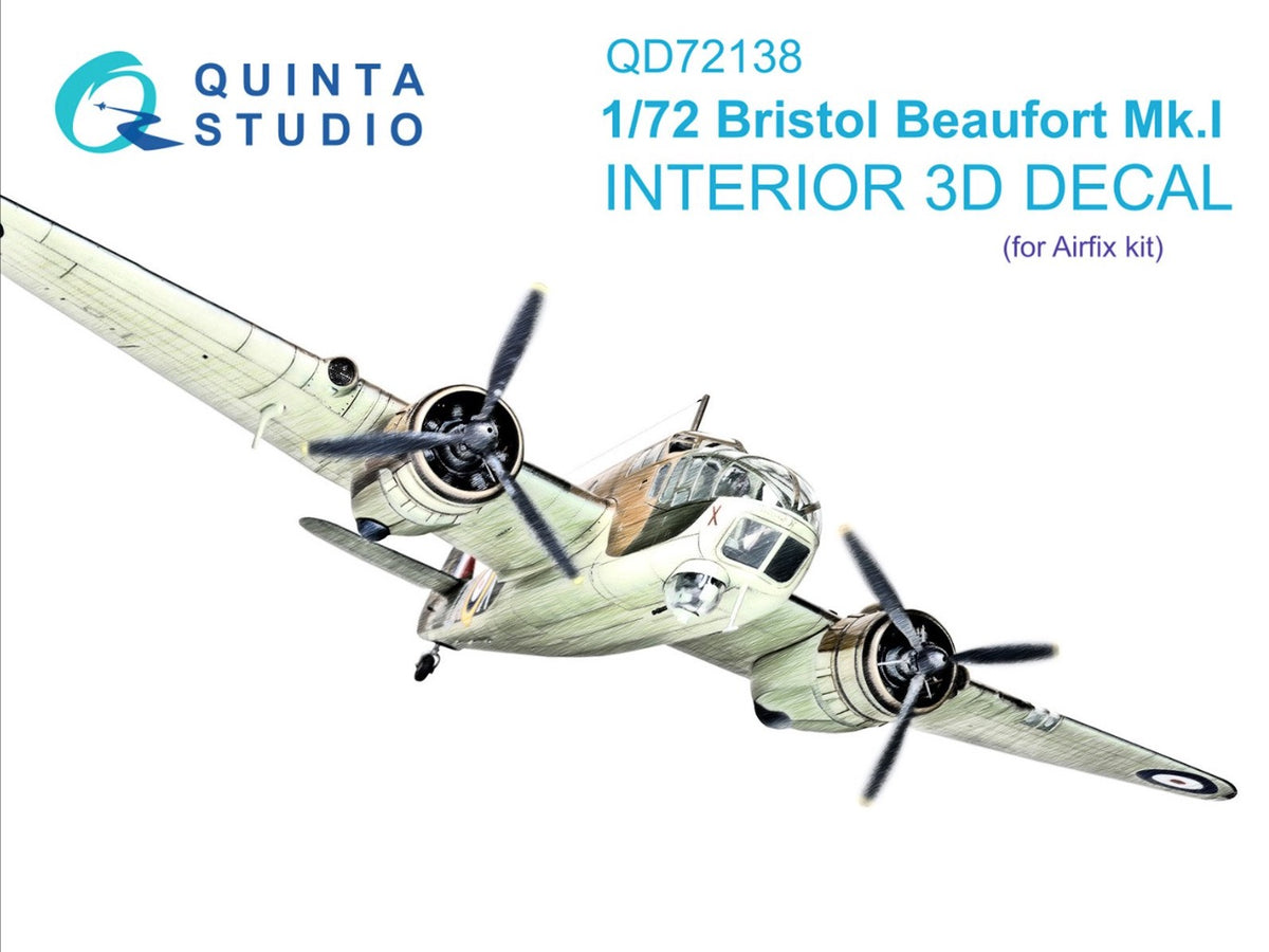 Bristol Beaufort Mk.I 3D-Printed coloured Interior on decal paper (designed to be used with Airfix kits)