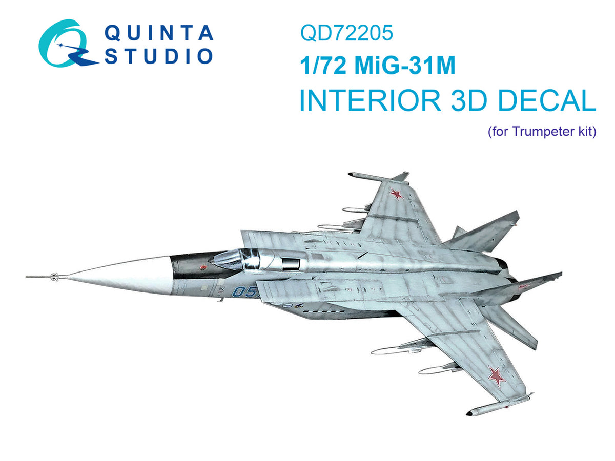 Mikoyan MiG-31M 3D-Printed & coloured Interior on decal paper (designed to be used with Trumpeter kits)